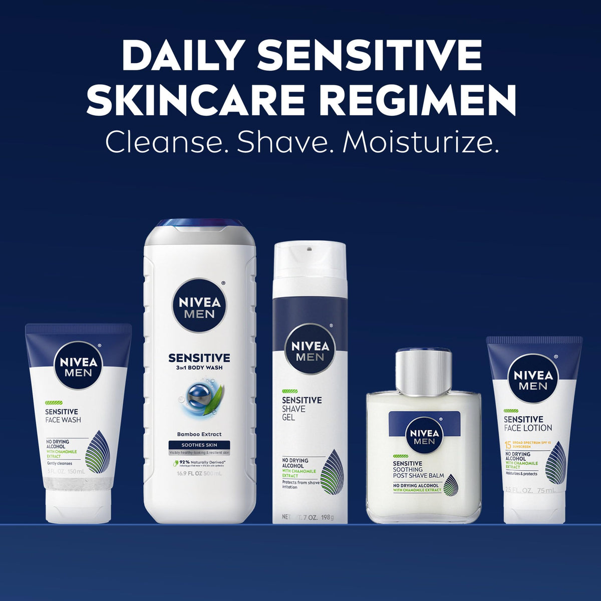 NIVEA MEN body wash pump bottle with bamboo and almond extracts for nourishment