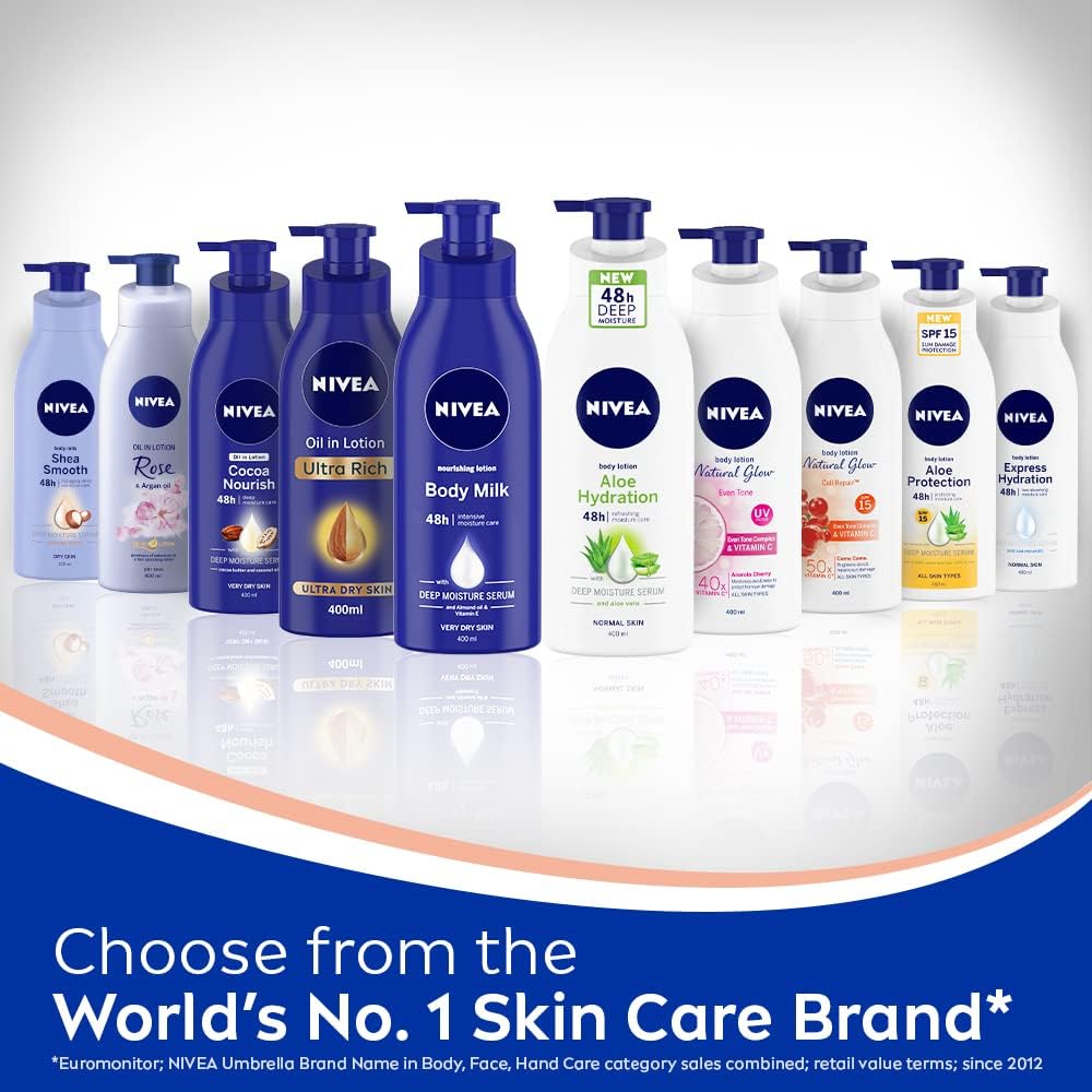 NIVEA bottle on bathroom shelf in lifestyle setting suggesting daily use