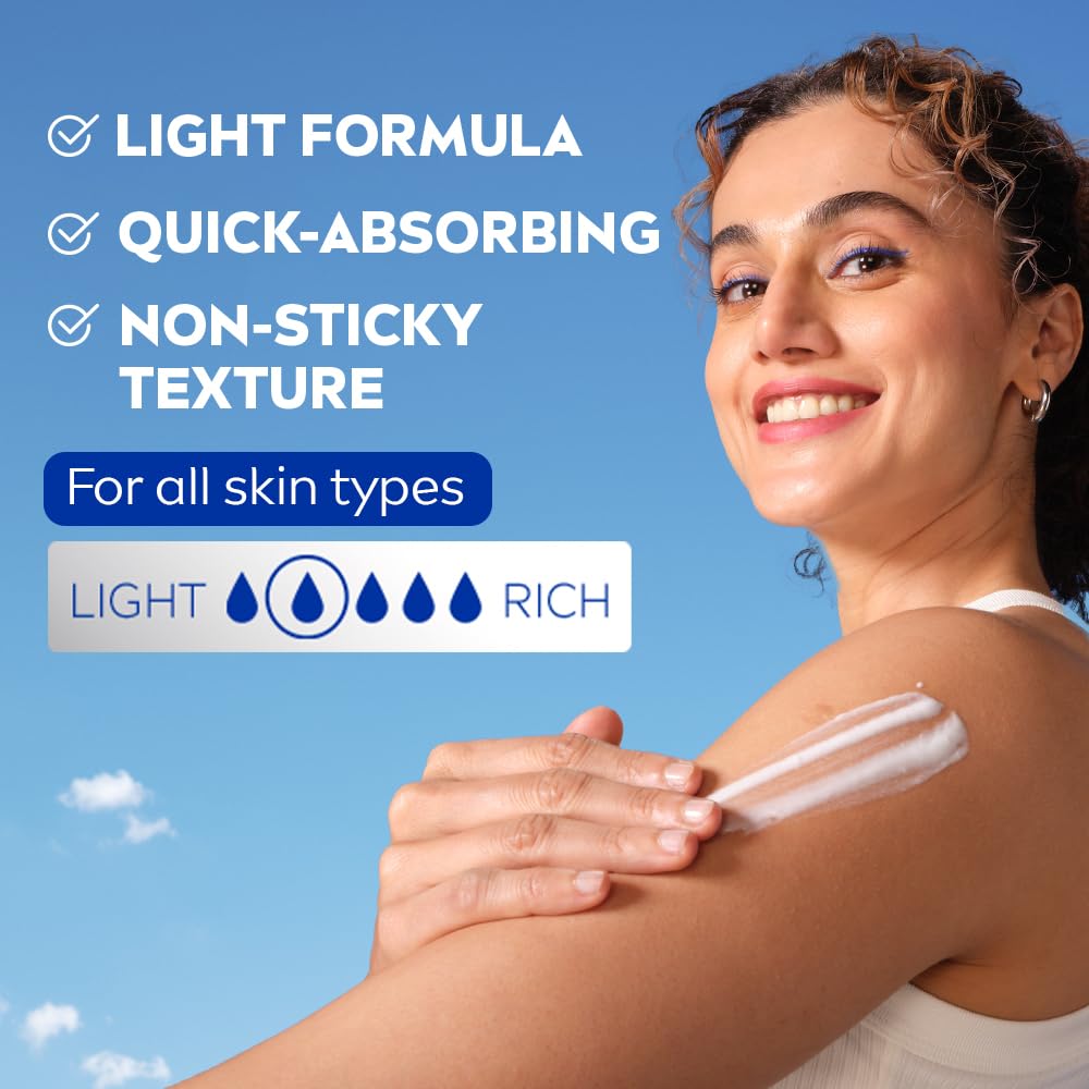 NIVEA label close-up highlighting SPF 15 and Vitamin C benefits on packaging