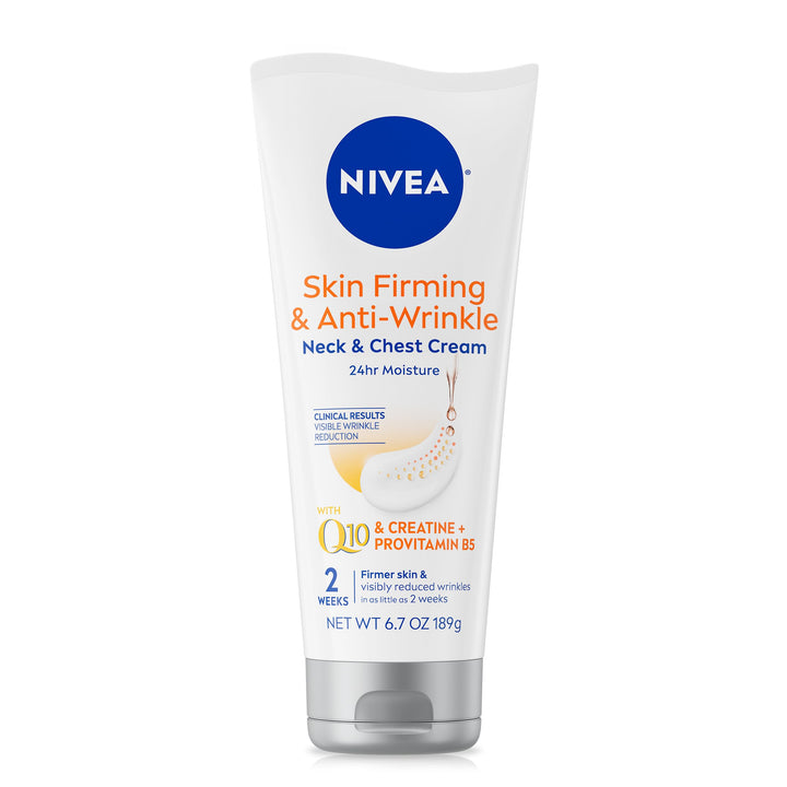 NIVEA front tube showing product branding and firming claim, clear benefit