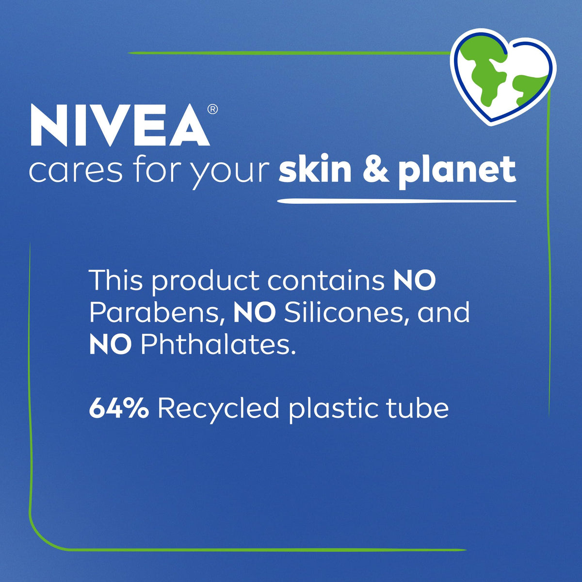 NIVEA packaging recycled plastic badge showcasing environmental benefit