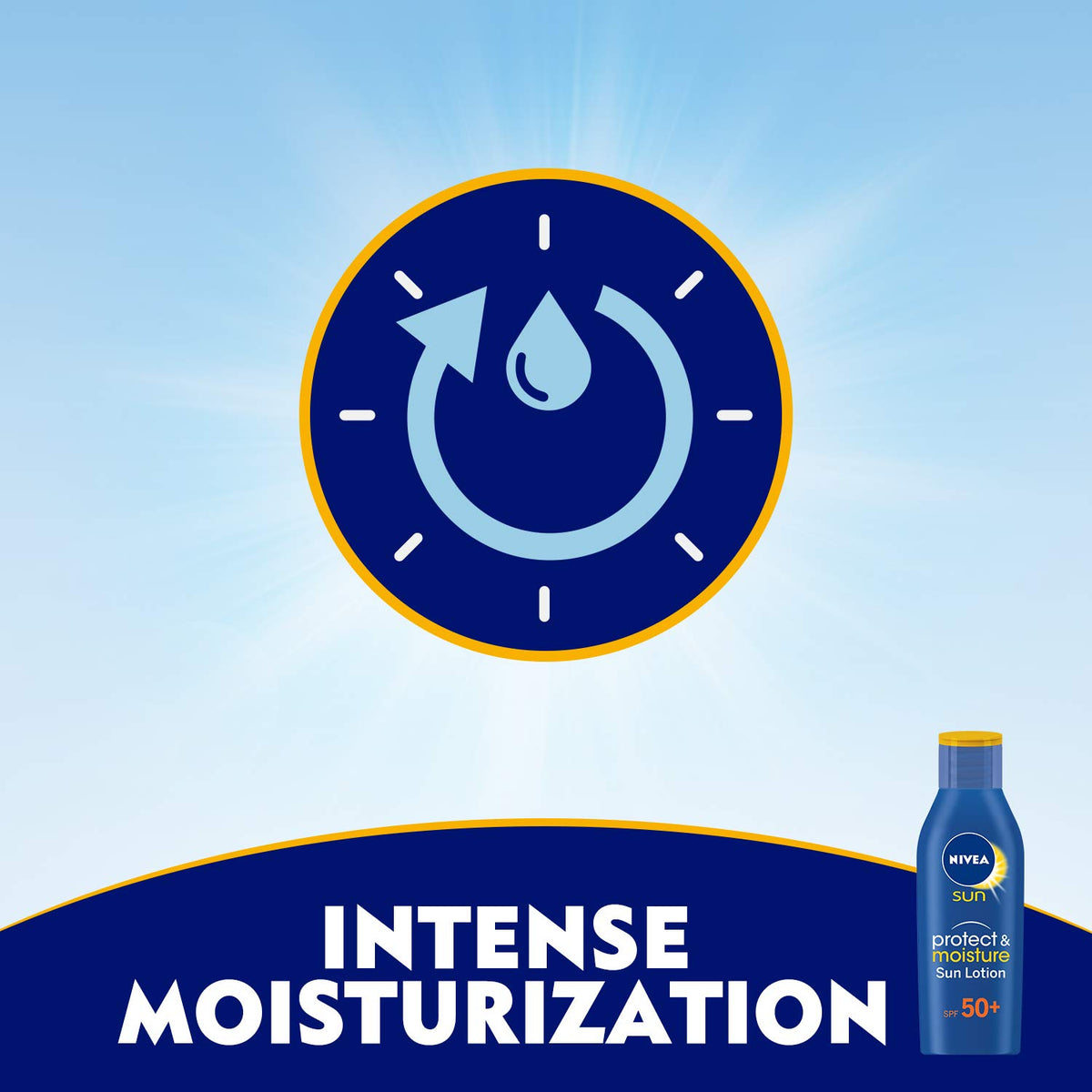 NIVEA pouring lotion onto hand highlighting easy application and comfortable skin feel