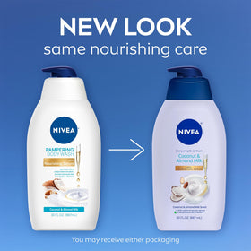 NIVEA pump and label closeup highlighting nourishing serum detail