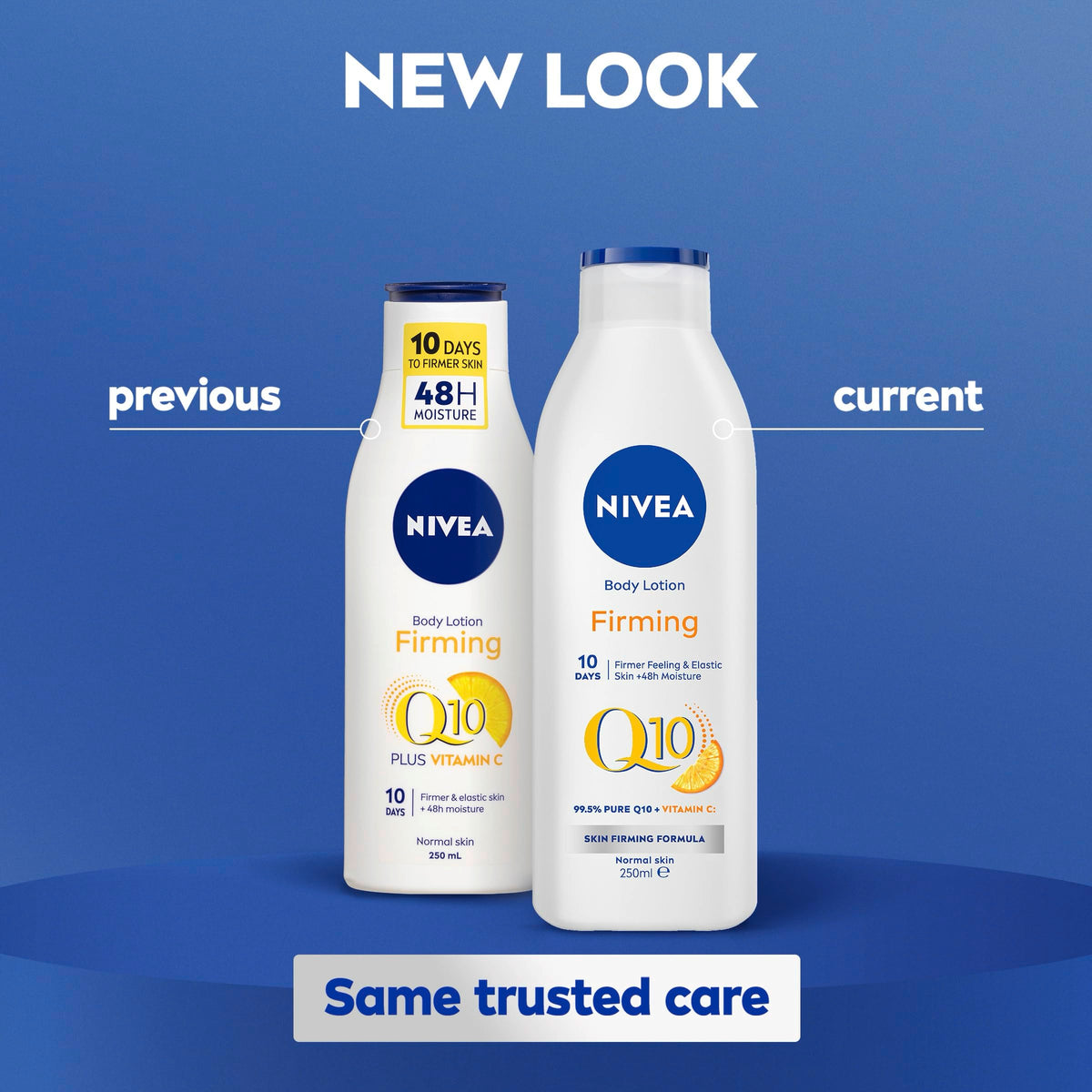 NIVEA Q10 250 ml next to hand for clear size and quantity benefit