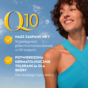 Applying NIVEA Q10 night cream to face demonstrating ease of nightly application