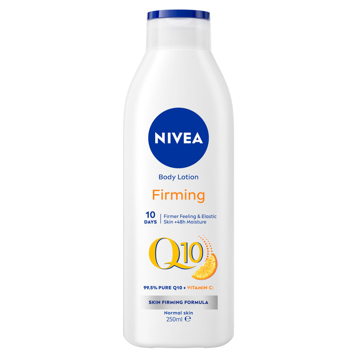 NIVEA Q10 Energy Plus front packaging showing 250 ml bottle benefit