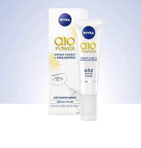 NIVEA Q10 cream applied under eye in morning routine demonstrating brighter, smoother-eye-area benefit