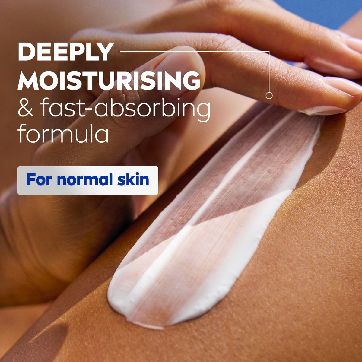 NIVEA Q10 showing application on leg for smoother hydrated skin benefit