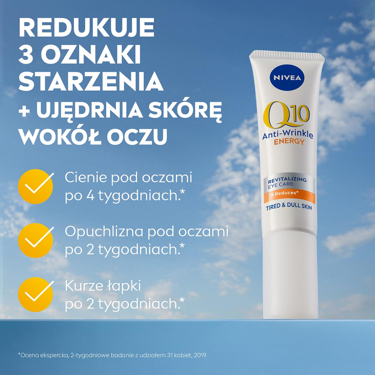 NIVEA eye cream texture in tube, lightweight and quick-absorbing