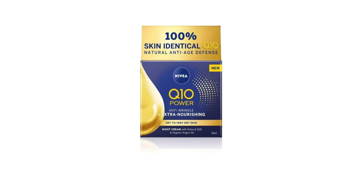 NIVEA Q10 cream texture closeup illustrating rich hydration and fast absorption benefit