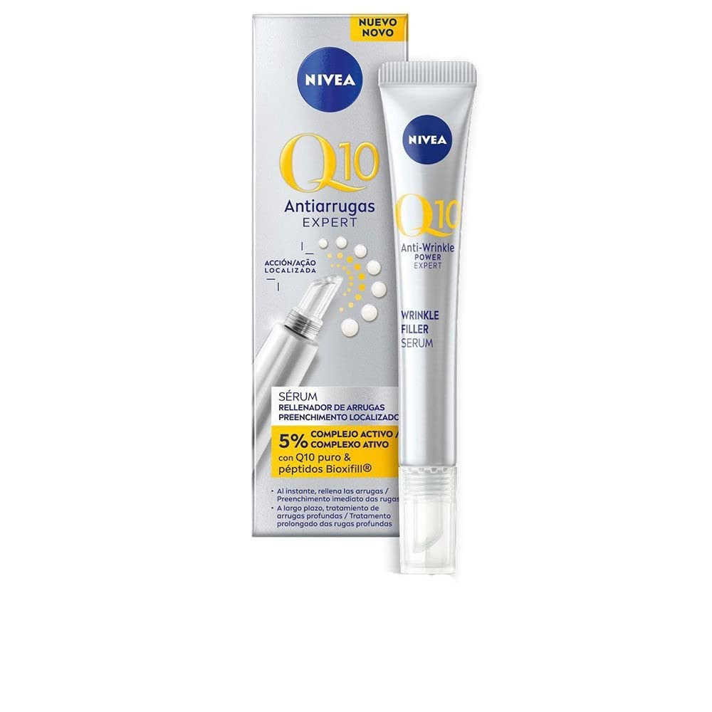 NIVEA Q10 serum front view showing tube and applicator for precise, non-greasy treatment