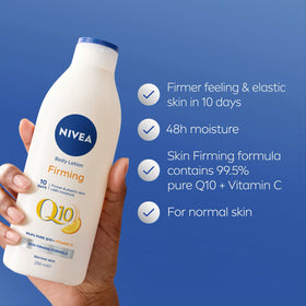 NIVEA Q10 close-up of lotion texture delivering fast absorption benefit