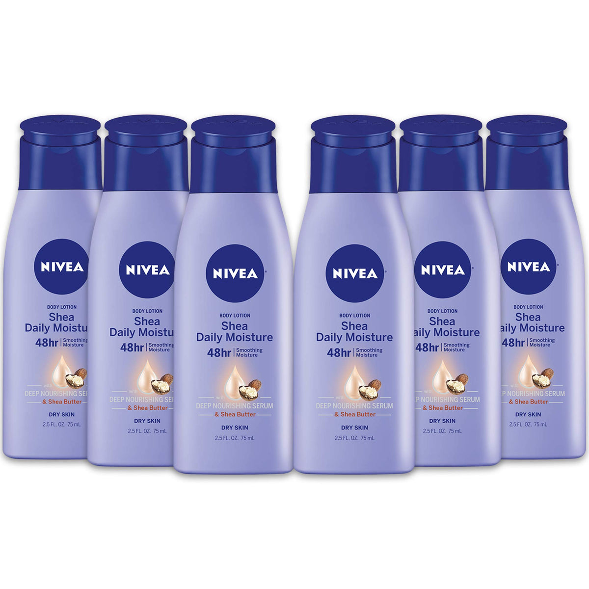 NIVEA front packaging six-bottle pack showing travel-size convenience and branding