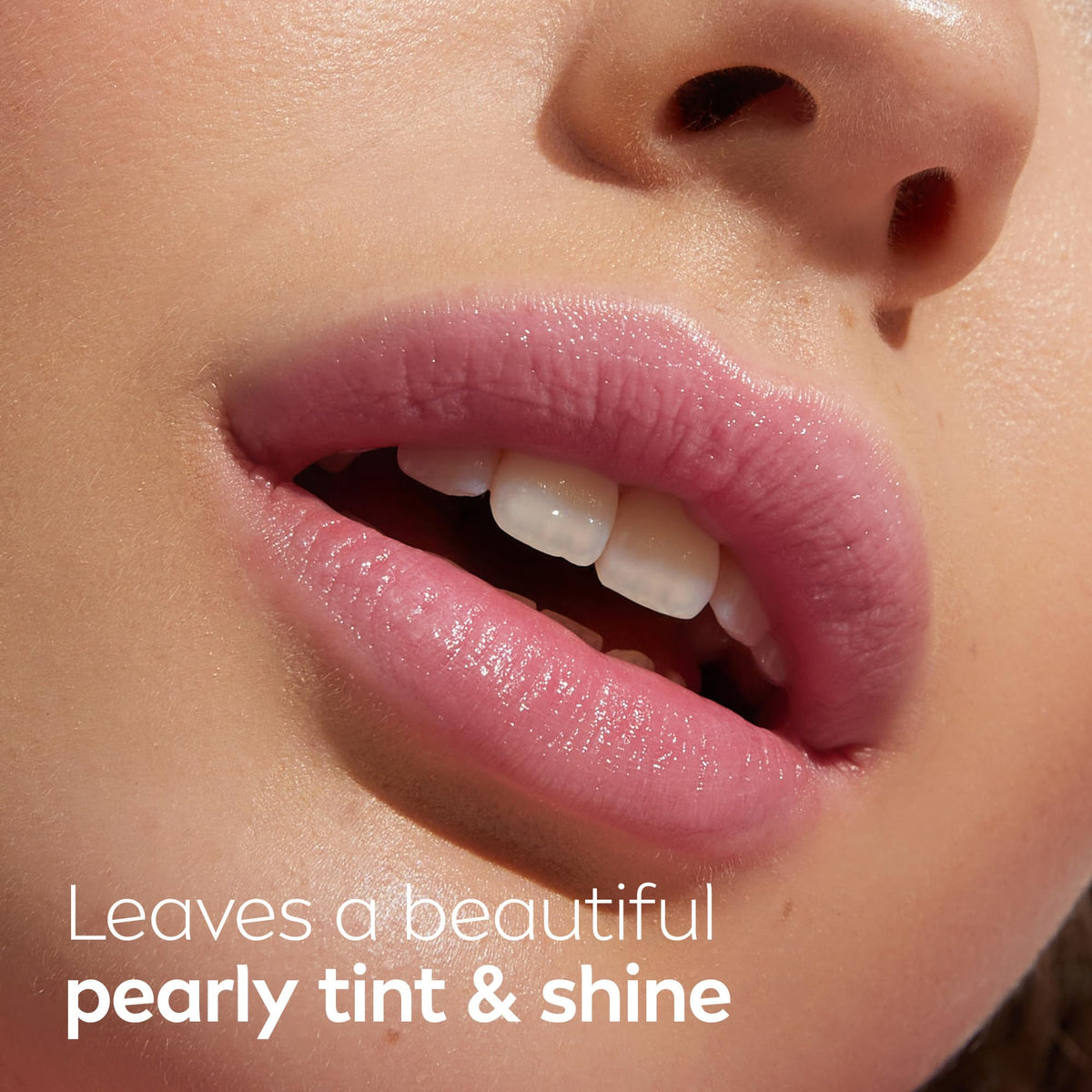 NIVEA shimmer on lips pale pink tint, enhances natural color with shine