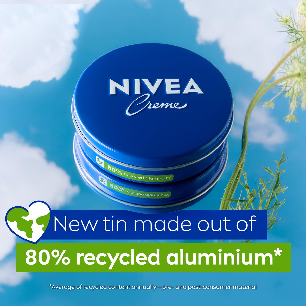 NIVEA tin held in hand to show scale and portable moisturising advantage