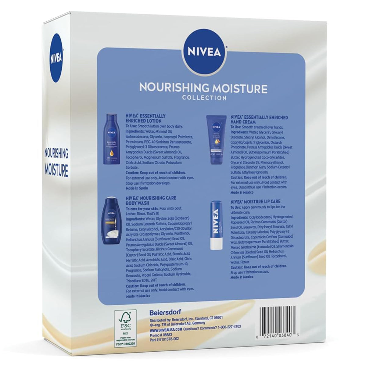 NIVEA products next to common items showing scale and travel-friendly sizes