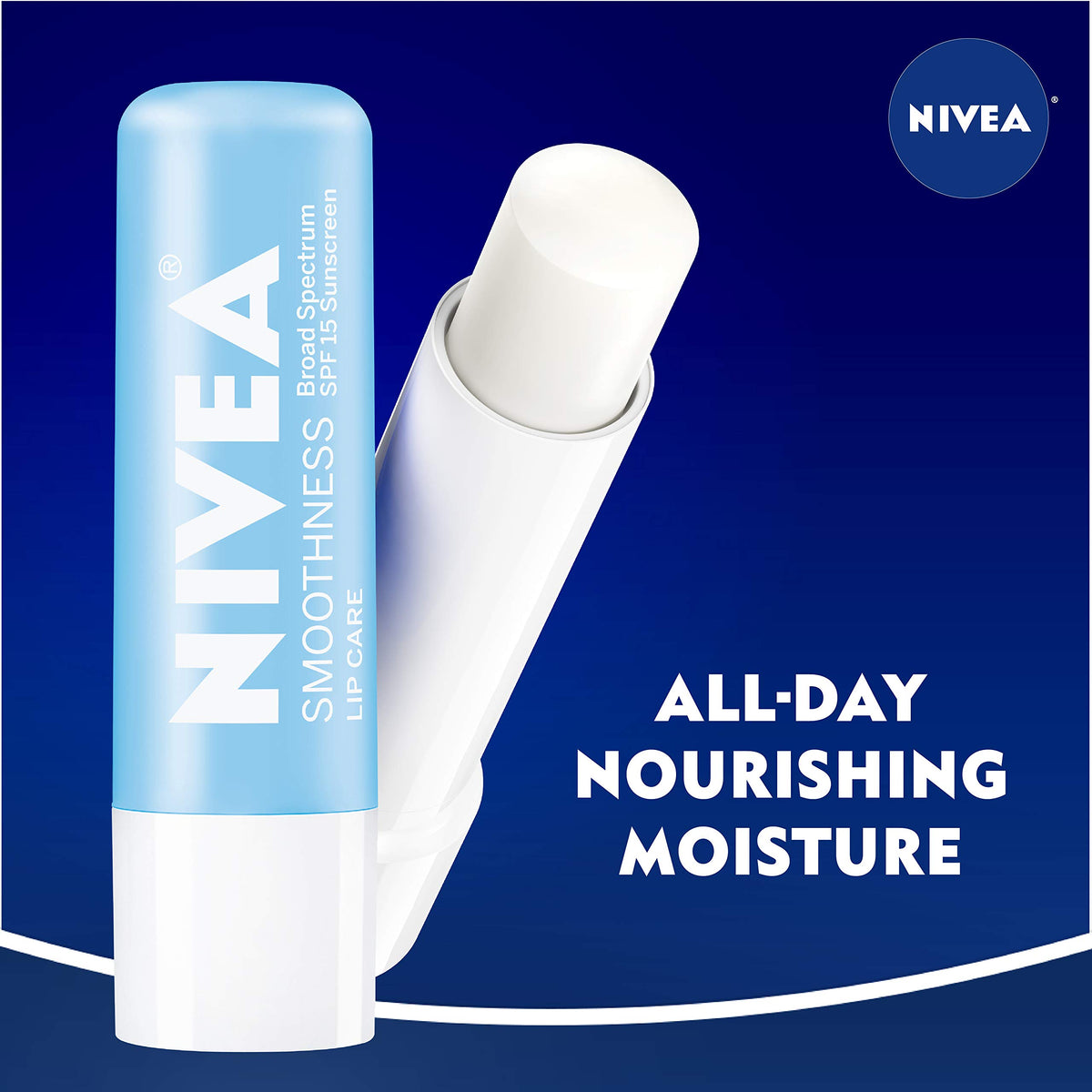 NIVEA lip balm in hand for scale and easy-carry benefit