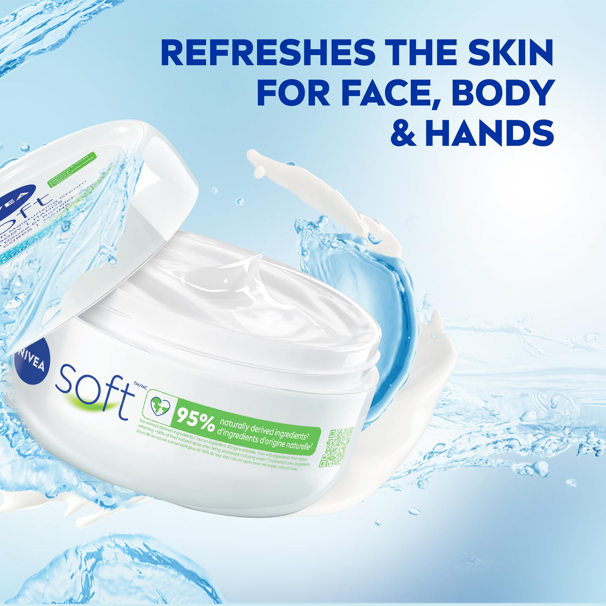 Applying NIVEA Soft on hand for instant non-greasy hydration