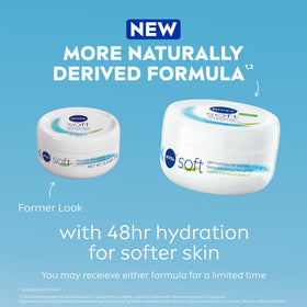 NIVEA open jar showing creamy texture, easy absorption for soft skin