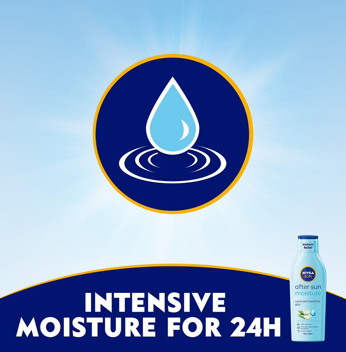 Close-up of Nivea Sun label highlighting aloe vera calming benefit