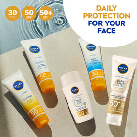 Nivea Sun cap and nozzle close-up showing hygienic squeeze-tube dispensing and controlled dosing
