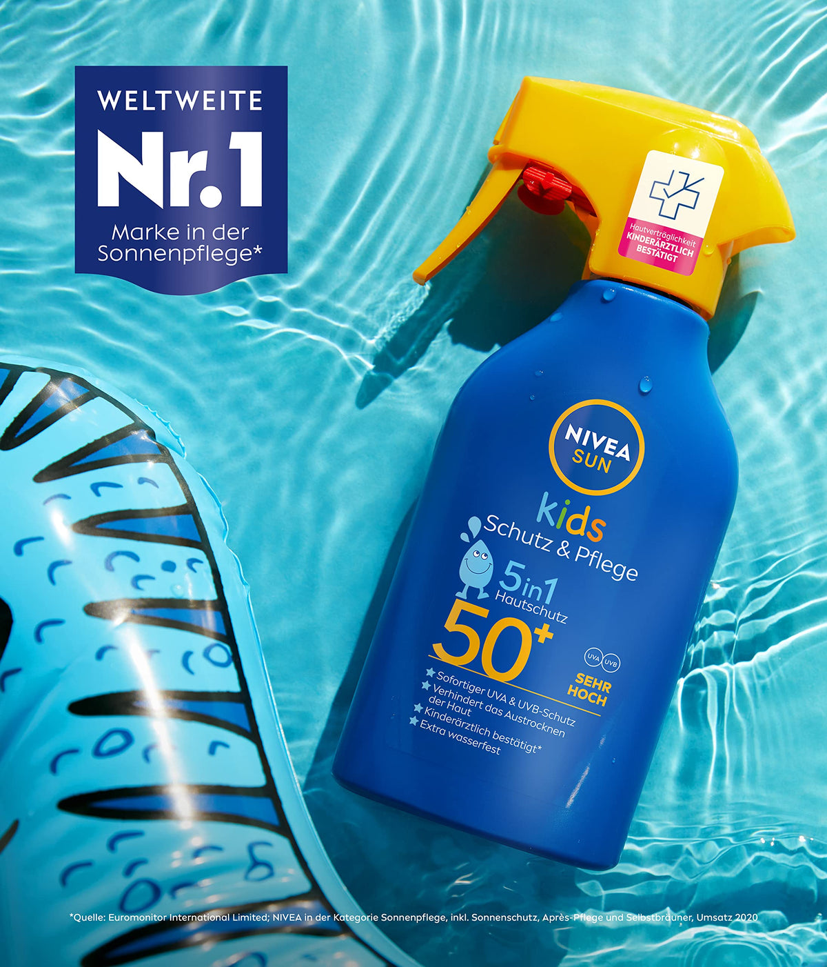 Nivea Sun textured spray on arm illustrating quick absorption and hydration