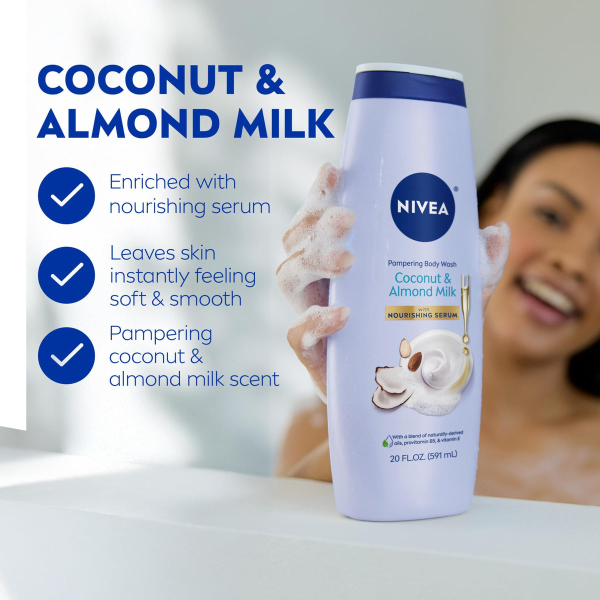 NIVEA creamy lather texture closeup demonstrating gentle hydration