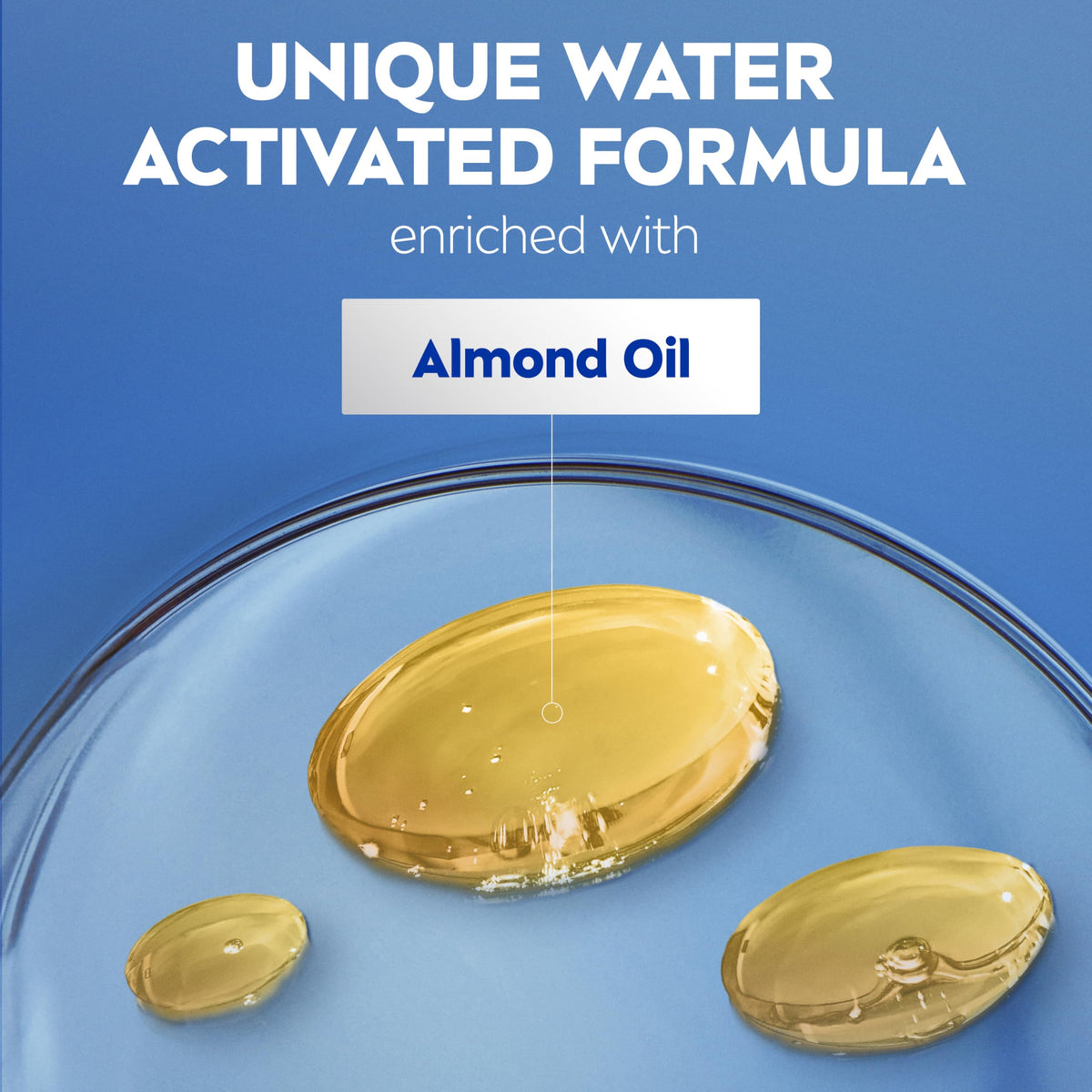 NIVEA lotion texture on hand showing creamy almond-oil hydration
