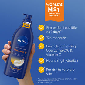 NIVEA lotion spread on skin texture image demonstrating rich 72-hour hydration