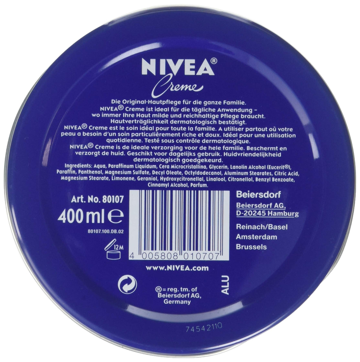 NIVEA open jar texture close-up displaying creamy consistency benefit: rich moisture delivery