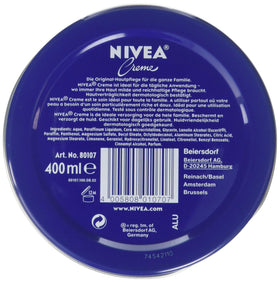 NIVEA open jar texture close-up displaying creamy consistency benefit: rich moisture delivery