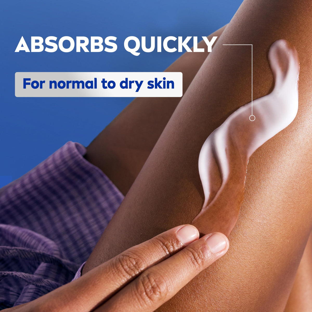 NIVEA applied on hand illustrating smooth skin feel and quick absorption
