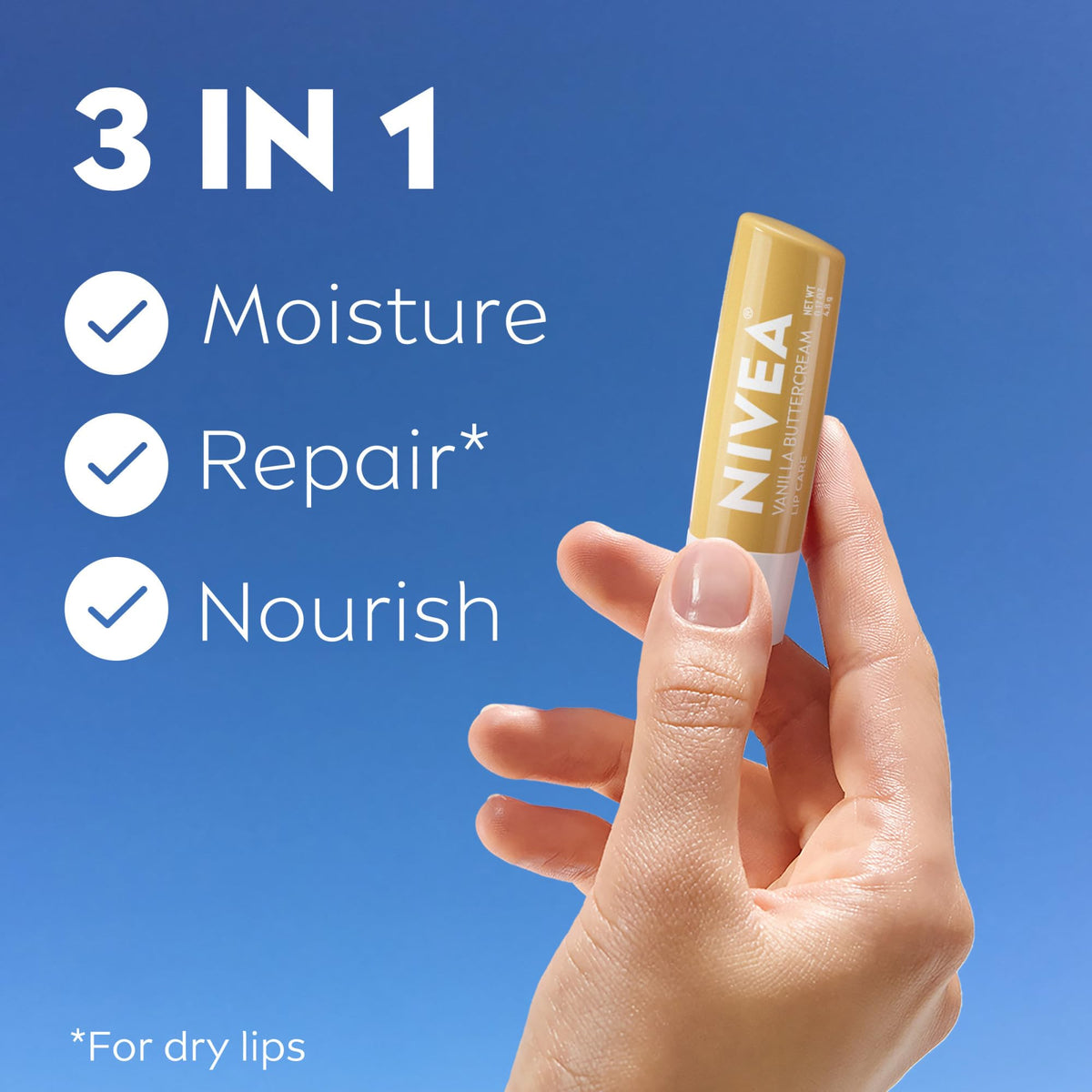 NIVEA stick twist-up with visible balm tip for easy application