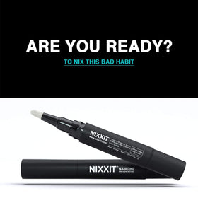 NIXXIT being applied to fingernail to prevent biting and thumb sucking