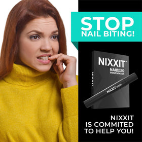Child supervised applying NIXXIT pen demonstrating safe, guided use