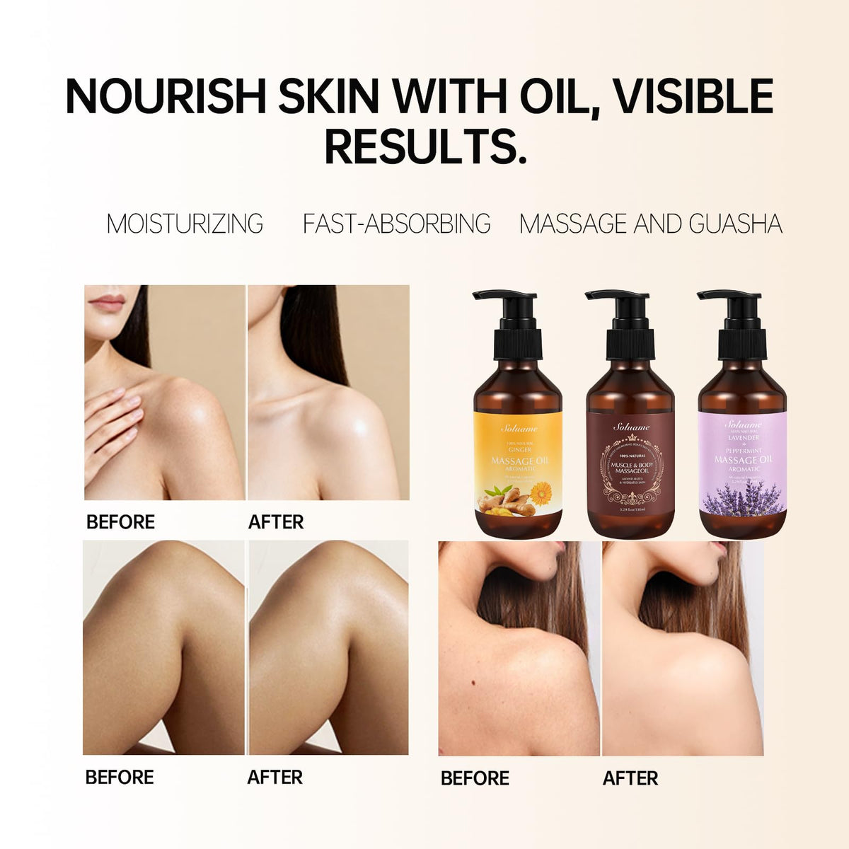 NIZENTA ginger oil applied to skin demonstrating quick absorption and deep hydration benefit