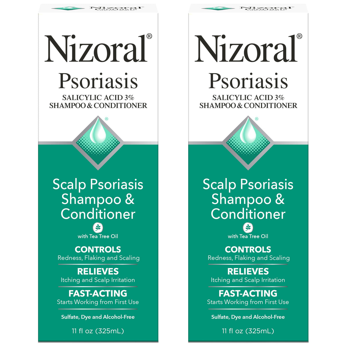 nizoral front packaging 11oz pack of 2 showing product and benefits