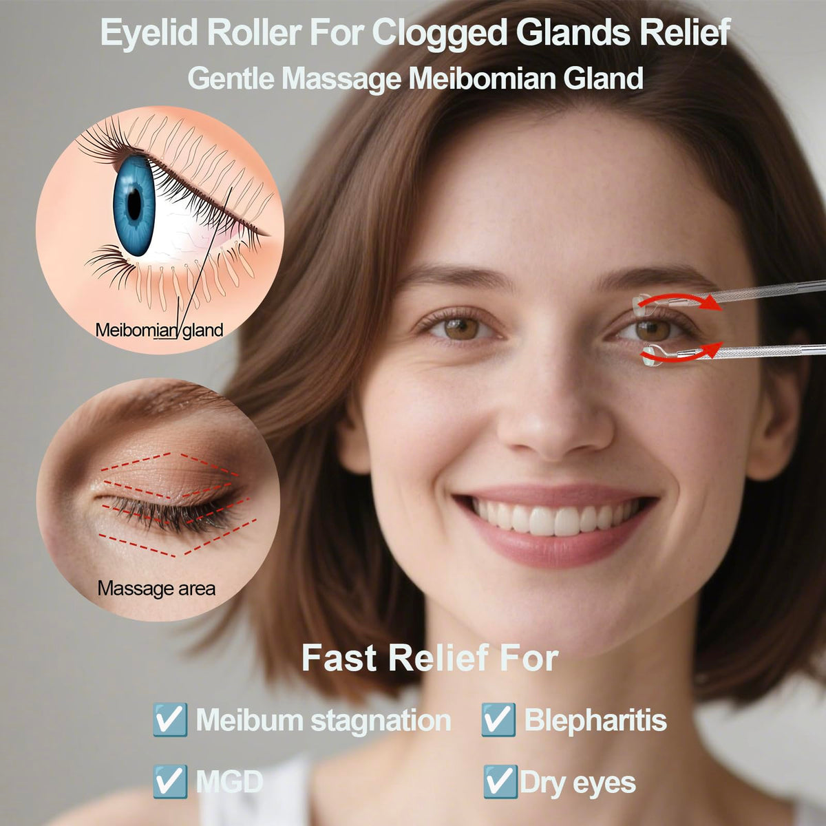 NKQ eyelid roller close-up of metal tip highlighting precise contact