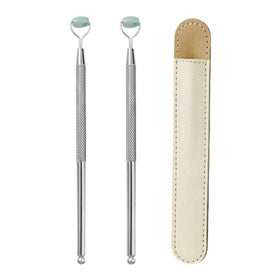 NKQ metal eyelid massage wand front view showing compact design and ease