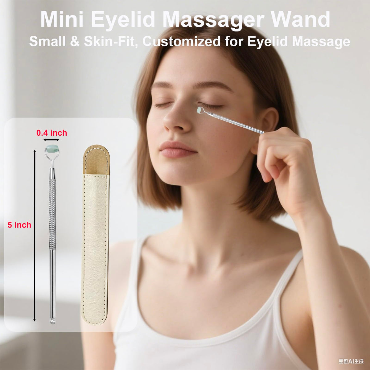 NKQ metal tip detail showing smooth polish for gentle eyelid contact