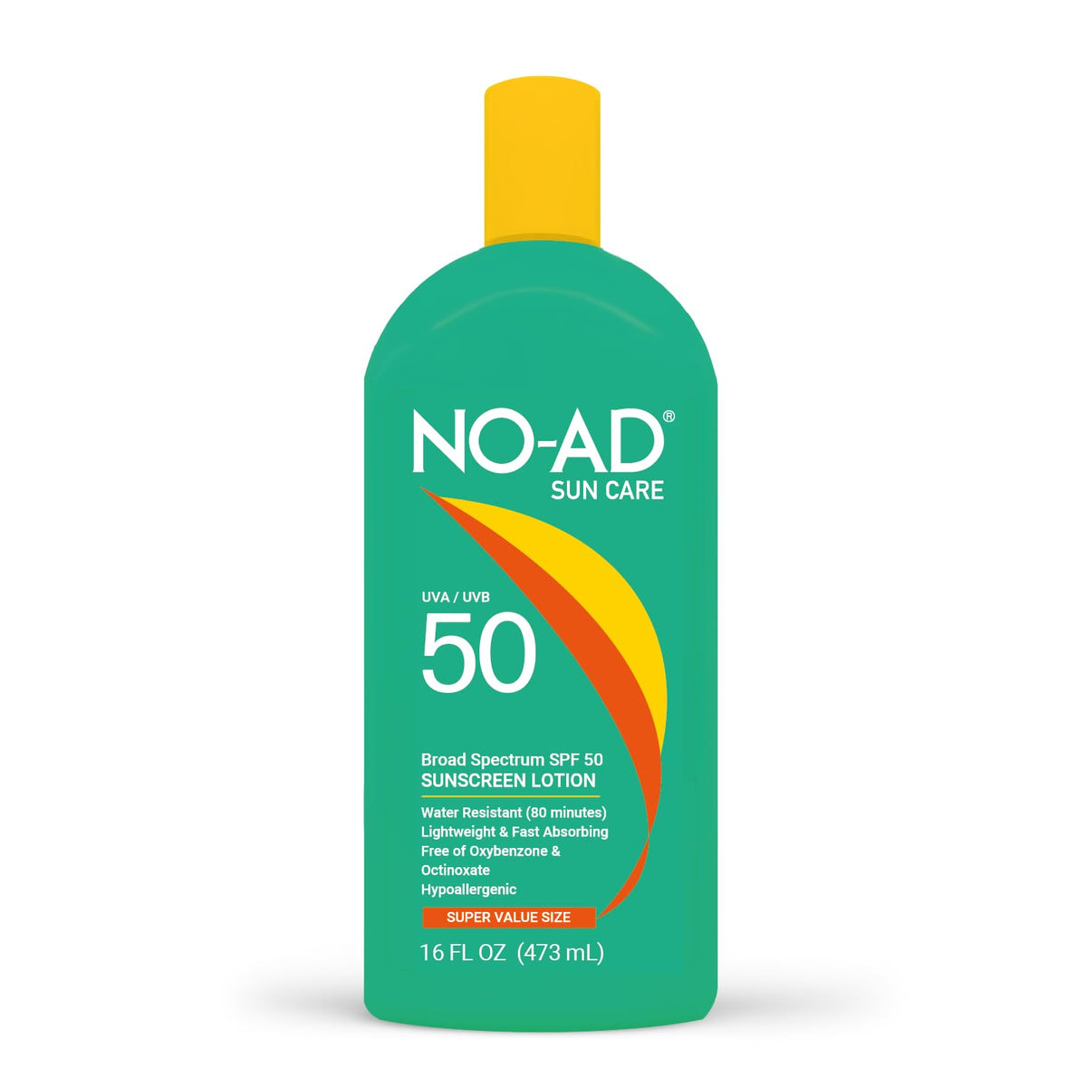 NO-AD front packaging 16oz bottle showing label and SPF 50 protection