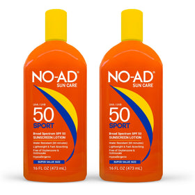 NO-AD front packaging showing 16oz bottle and SPF 50 protection