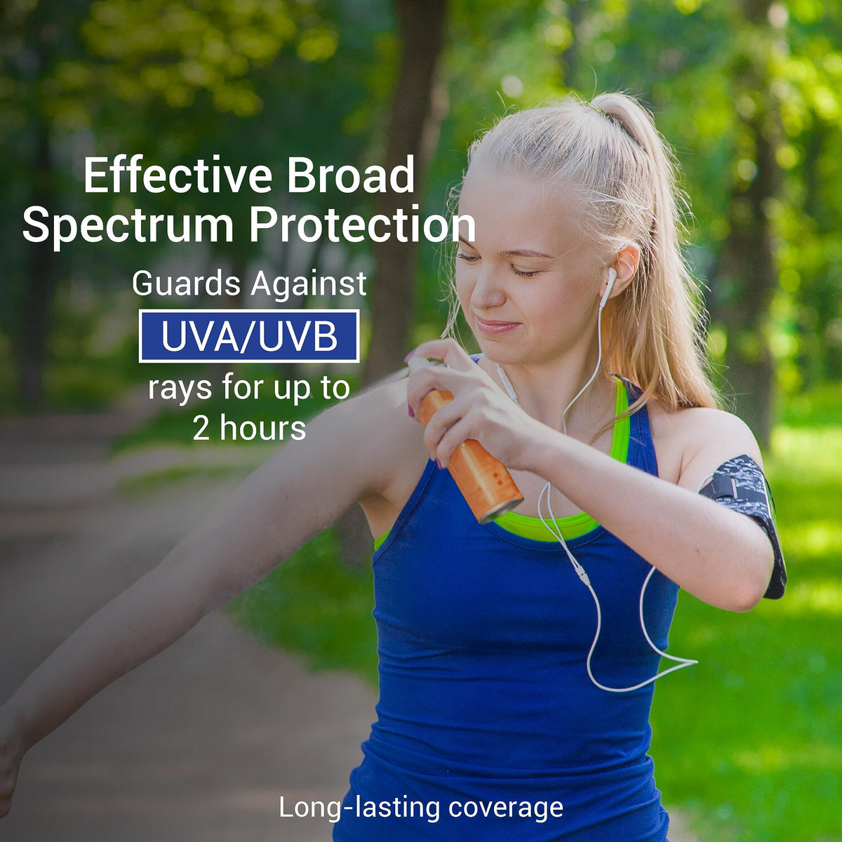 Person applying NO-AD outdoors before running demonstrating active use
