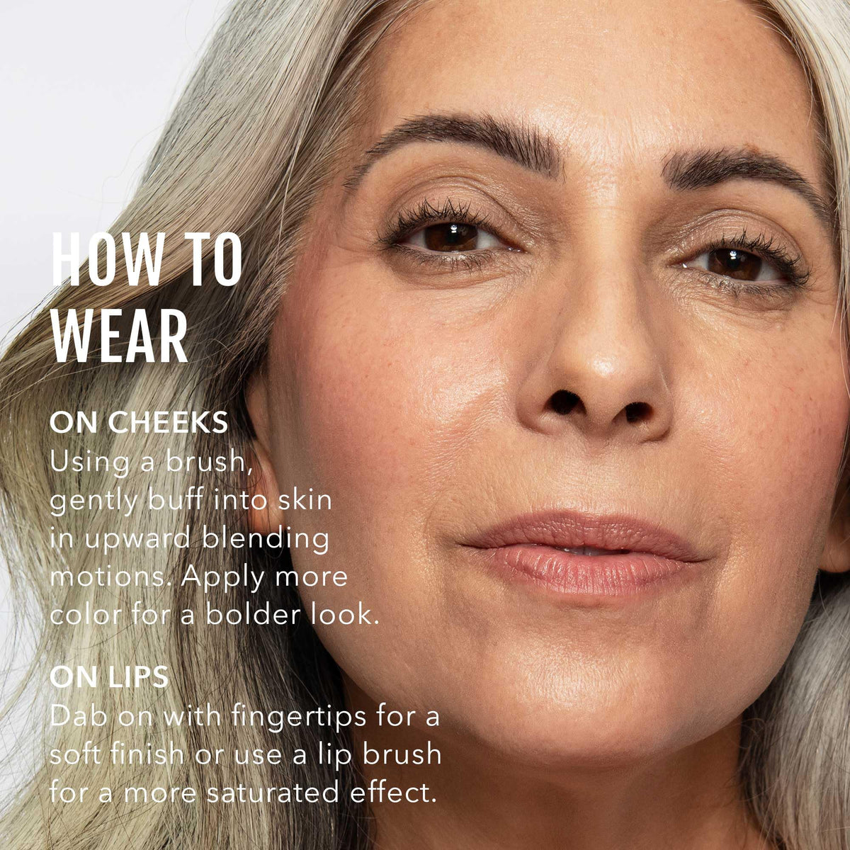 No Makeup Makeup dabbed on lips demonstrating buildable color and soft look