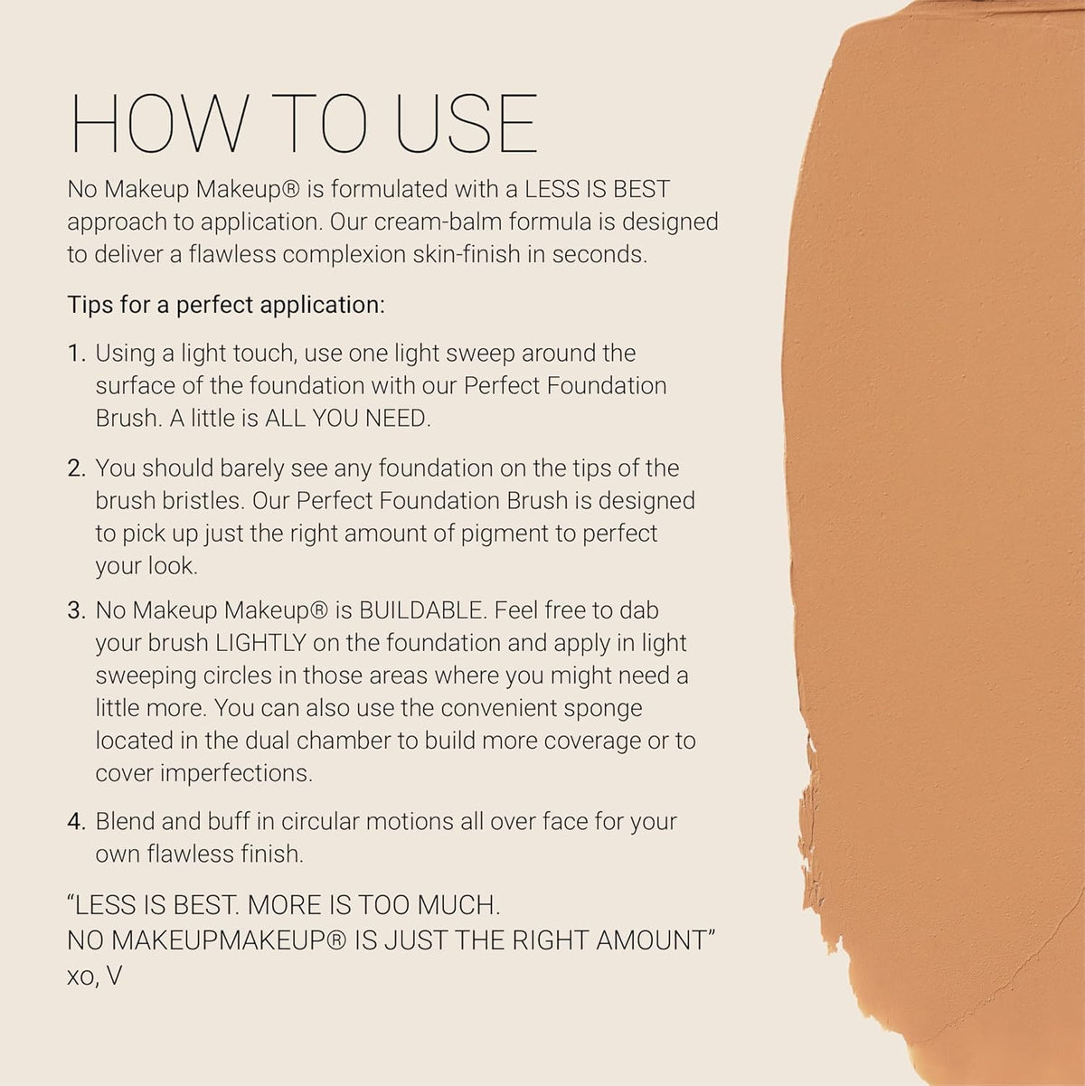 No Makeup Makeup brush in hand demonstration showing effortless buffing and time-saving application