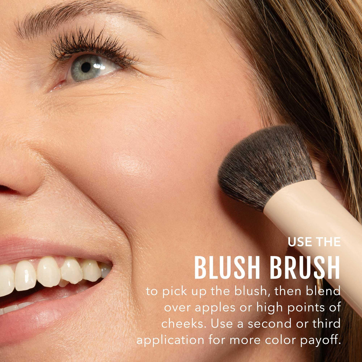 No Makeup Makeup compact open with brush, size comparison for on-the-go use