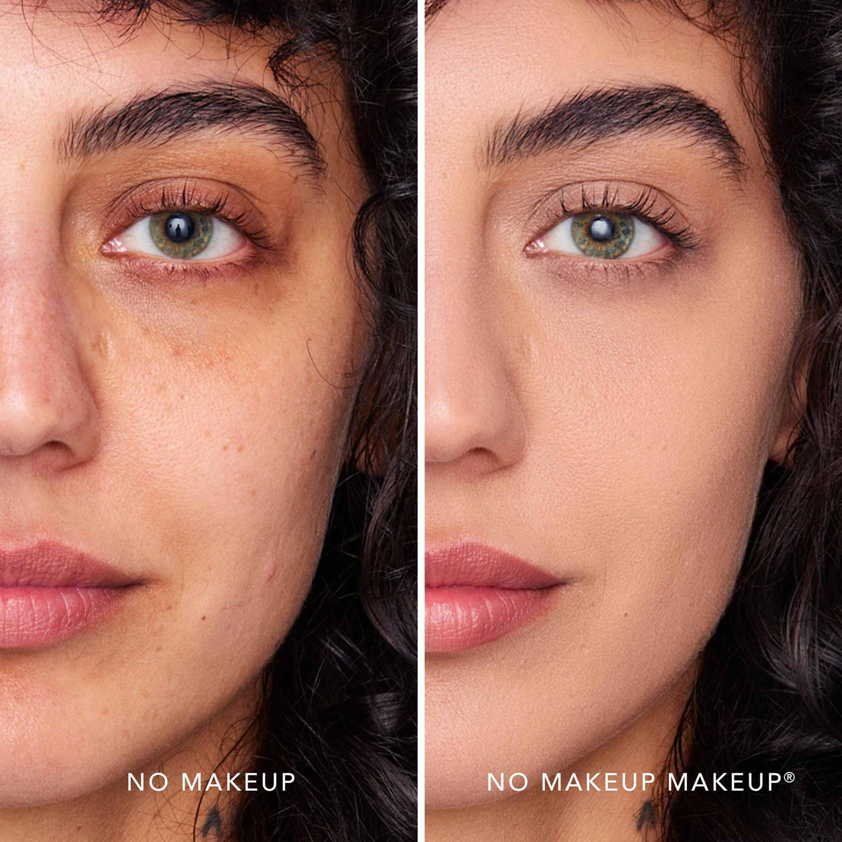 No Makeup Makeup brush applying Almond shade delivering even, buildable coverage