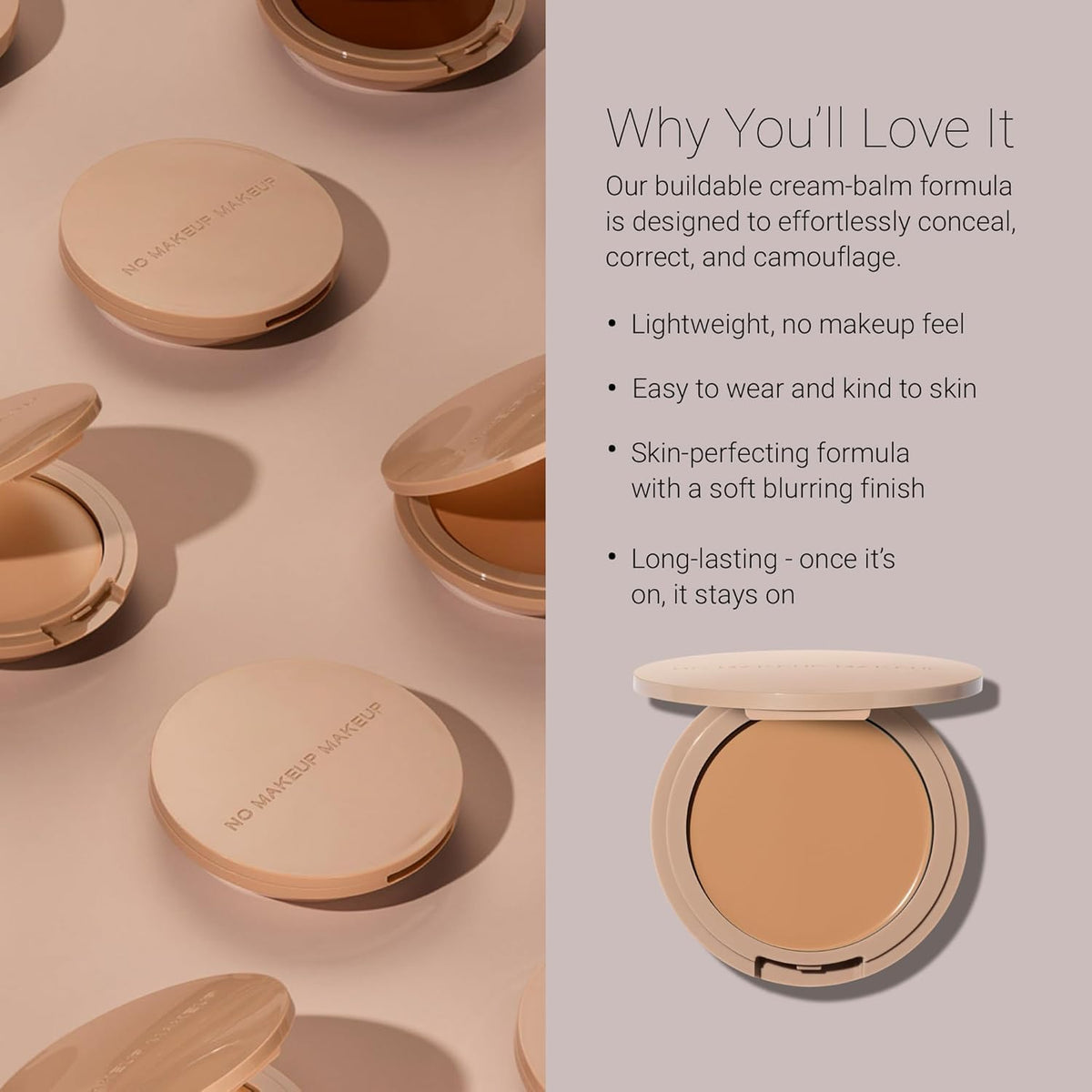 No Makeup Makeup foundation swatch on fair skin demonstrating adaptive FlexShade match