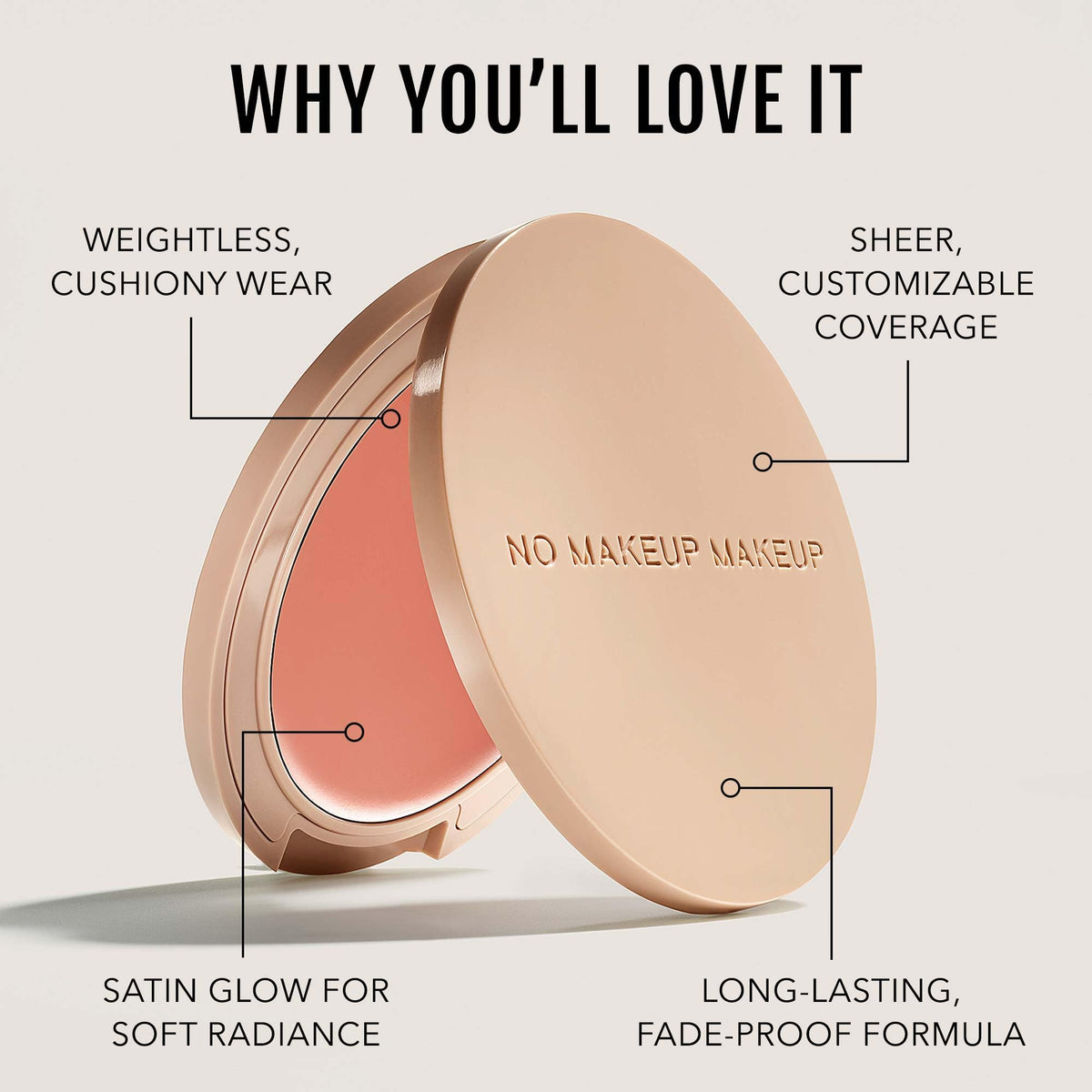 No Makeup Makeup Peach loaded on blush brush demonstrating easy application benefit