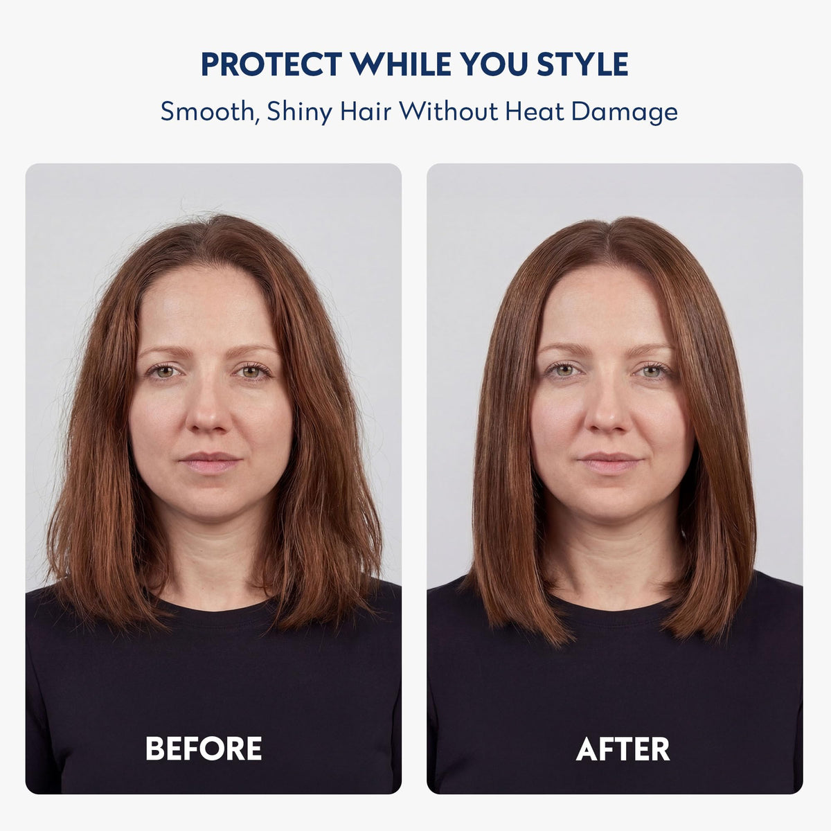 No Nothing sprayed on dry hair demonstrating prep before heat styling